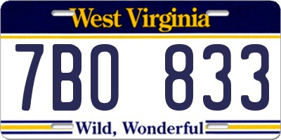 WV license plate 7BO833