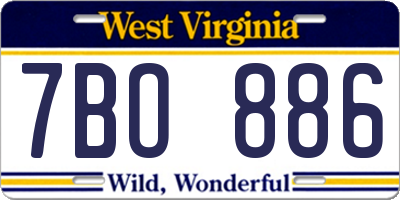 WV license plate 7BO886
