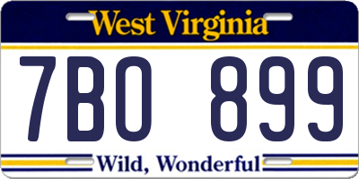 WV license plate 7BO899