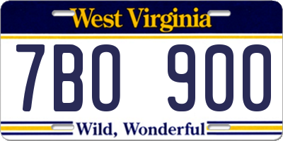 WV license plate 7BO900