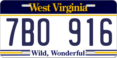 WV license plate 7BO916