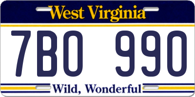 WV license plate 7BO990