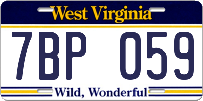 WV license plate 7BP059