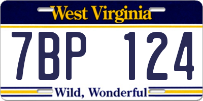 WV license plate 7BP124