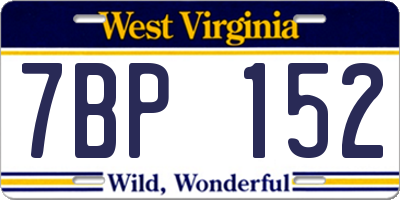 WV license plate 7BP152