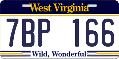 WV license plate 7BP166