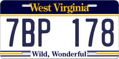 WV license plate 7BP178