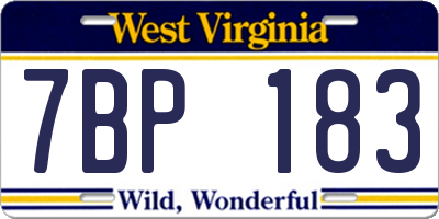 WV license plate 7BP183