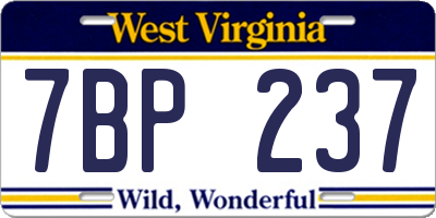 WV license plate 7BP237