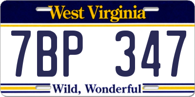 WV license plate 7BP347
