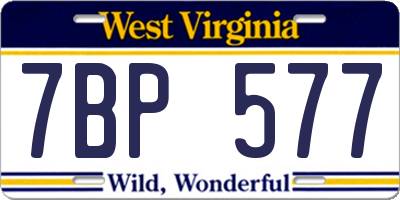 WV license plate 7BP577