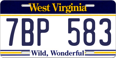 WV license plate 7BP583