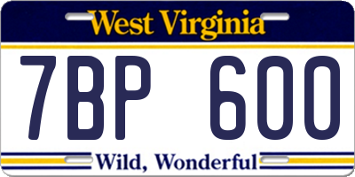 WV license plate 7BP600