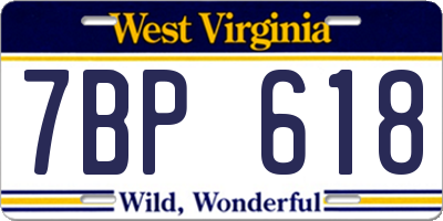 WV license plate 7BP618
