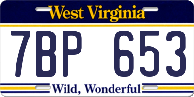WV license plate 7BP653