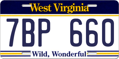 WV license plate 7BP660
