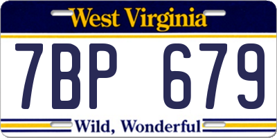 WV license plate 7BP679