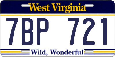 WV license plate 7BP721