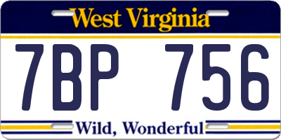 WV license plate 7BP756