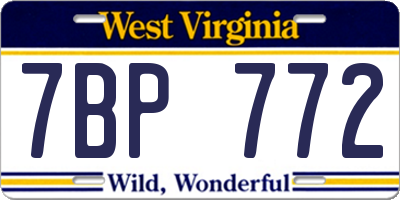 WV license plate 7BP772