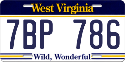 WV license plate 7BP786