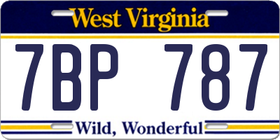 WV license plate 7BP787