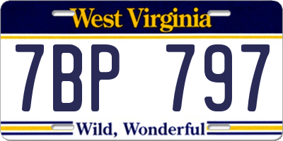 WV license plate 7BP797
