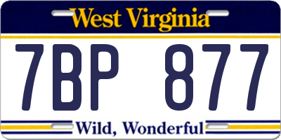 WV license plate 7BP877