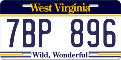 WV license plate 7BP896