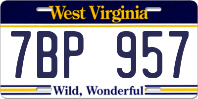WV license plate 7BP957