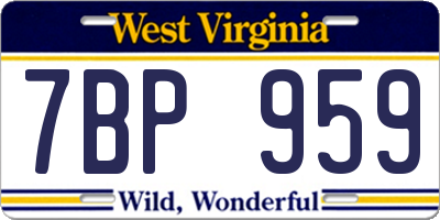 WV license plate 7BP959