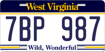 WV license plate 7BP987