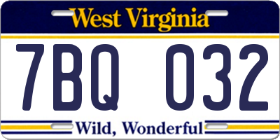 WV license plate 7BQ032