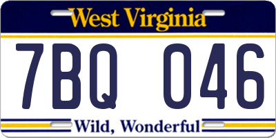 WV license plate 7BQ046