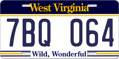 WV license plate 7BQ064