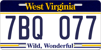 WV license plate 7BQ077