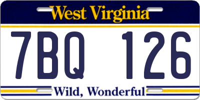 WV license plate 7BQ126