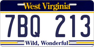 WV license plate 7BQ213