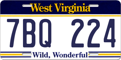 WV license plate 7BQ224