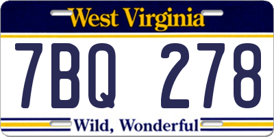 WV license plate 7BQ278