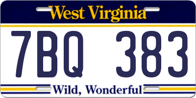 WV license plate 7BQ383