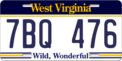 WV license plate 7BQ476