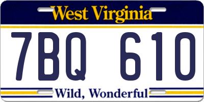 WV license plate 7BQ610