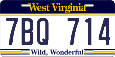 WV license plate 7BQ714