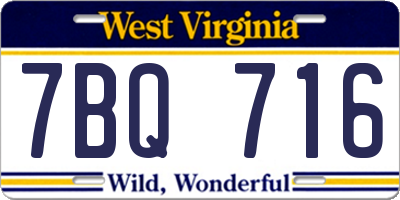 WV license plate 7BQ716
