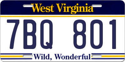 WV license plate 7BQ801