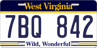 WV license plate 7BQ842