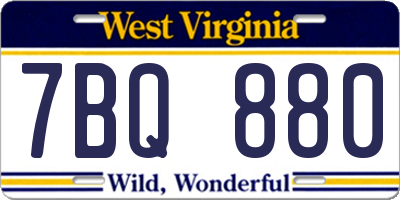 WV license plate 7BQ880
