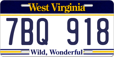 WV license plate 7BQ918