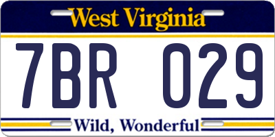 WV license plate 7BR029